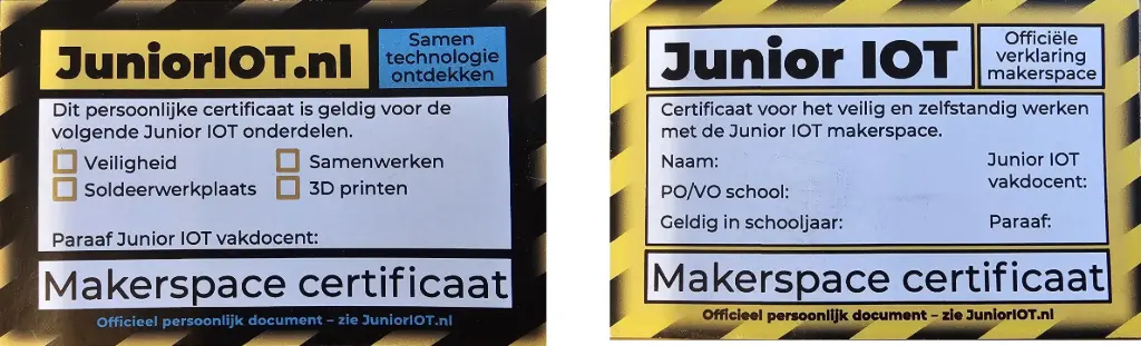 Makerspace certificaat kaartje